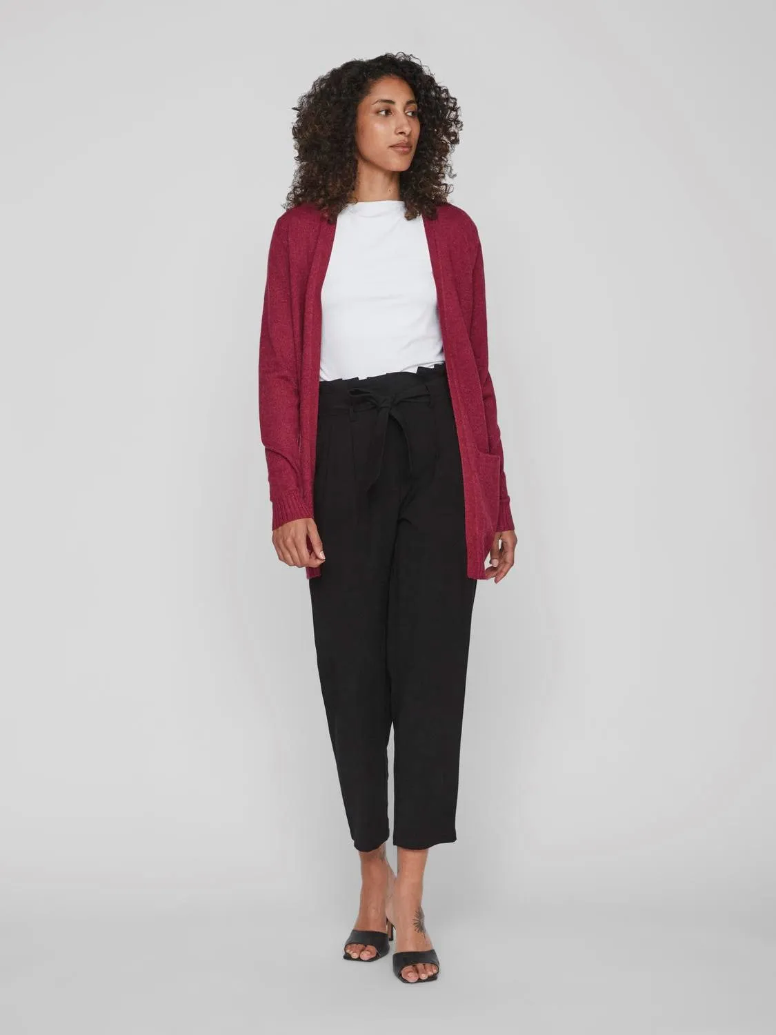 ASHLEY OPEN KNIT CARDIGAN (BEET RED)