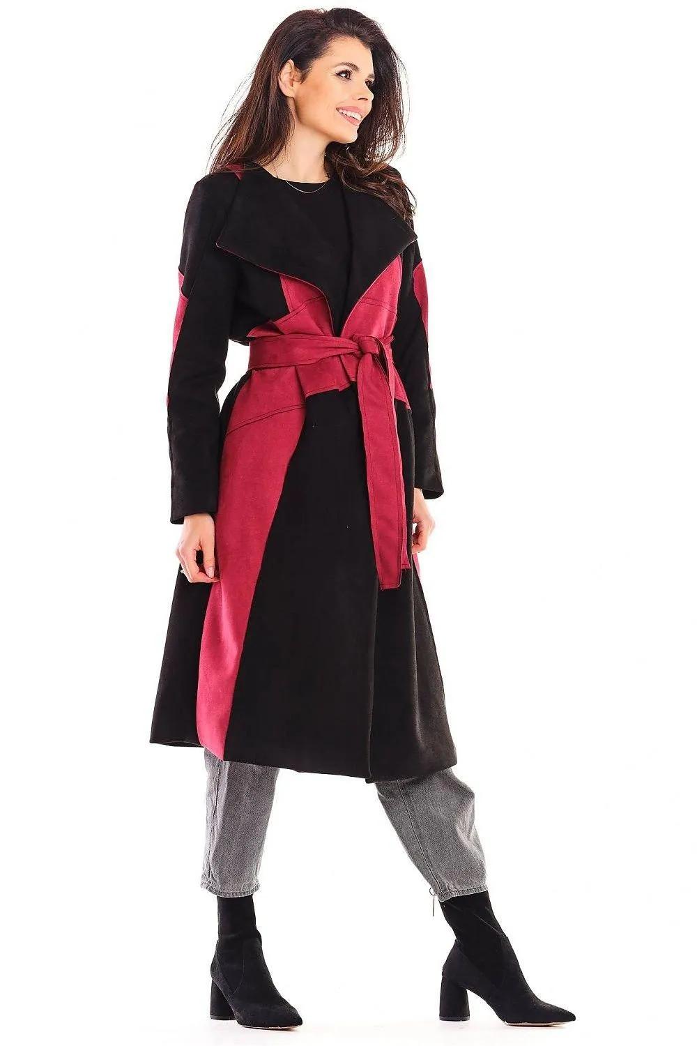 Autumn Elegance Suede Long-Line Women's Coat