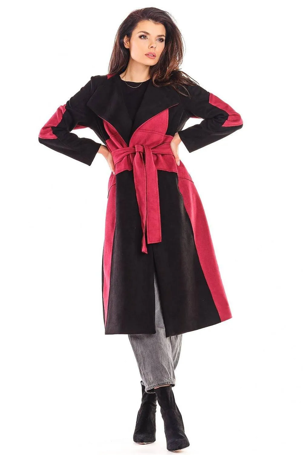 Autumn Elegance Suede Long-Line Women's Coat