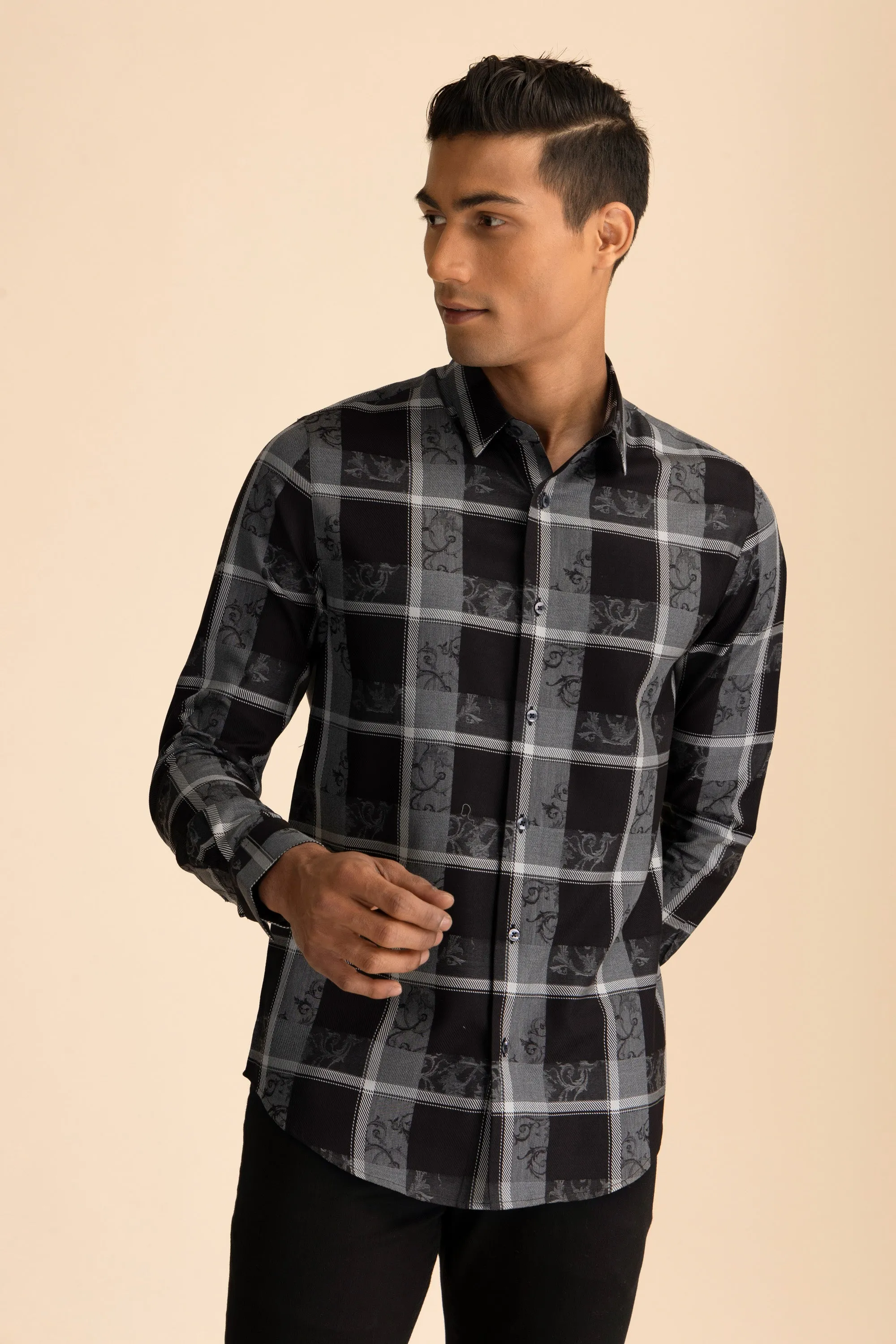 Black Damask Check Shirt