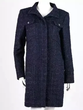 Blue and Navy Tweed Acrylic Coat