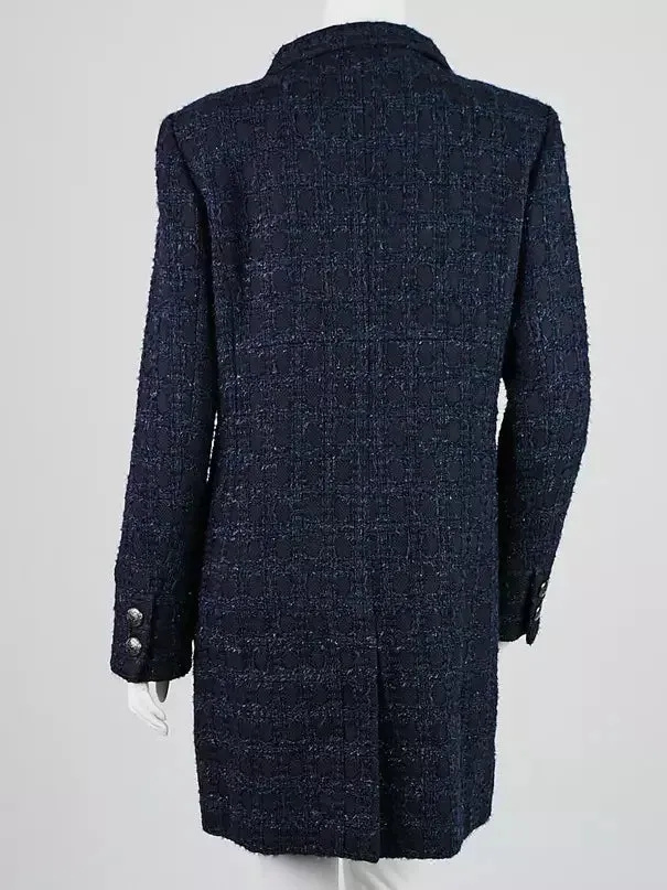 Blue and Navy Tweed Acrylic Coat