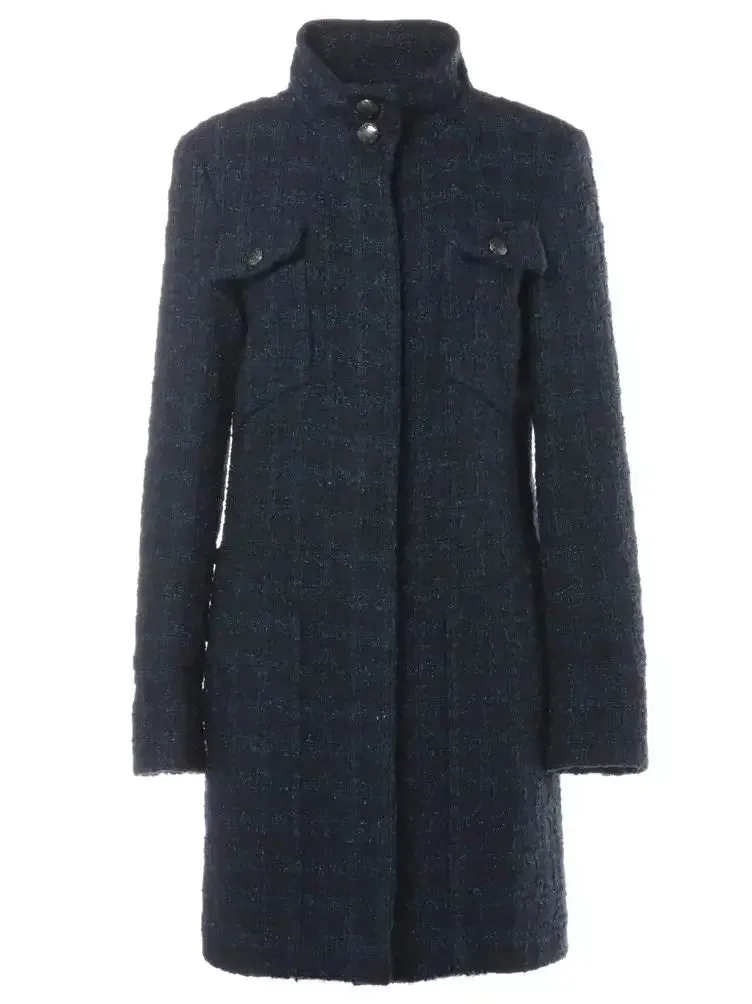 Blue and Navy Tweed Acrylic Coat