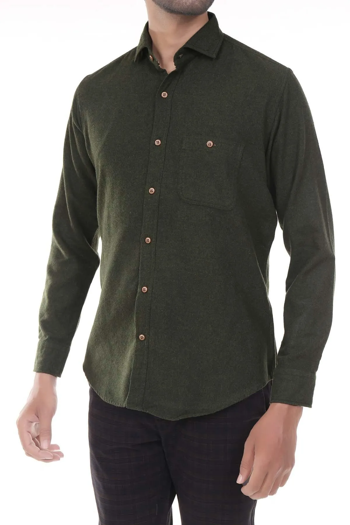 Brushed Cotton Shirt Green