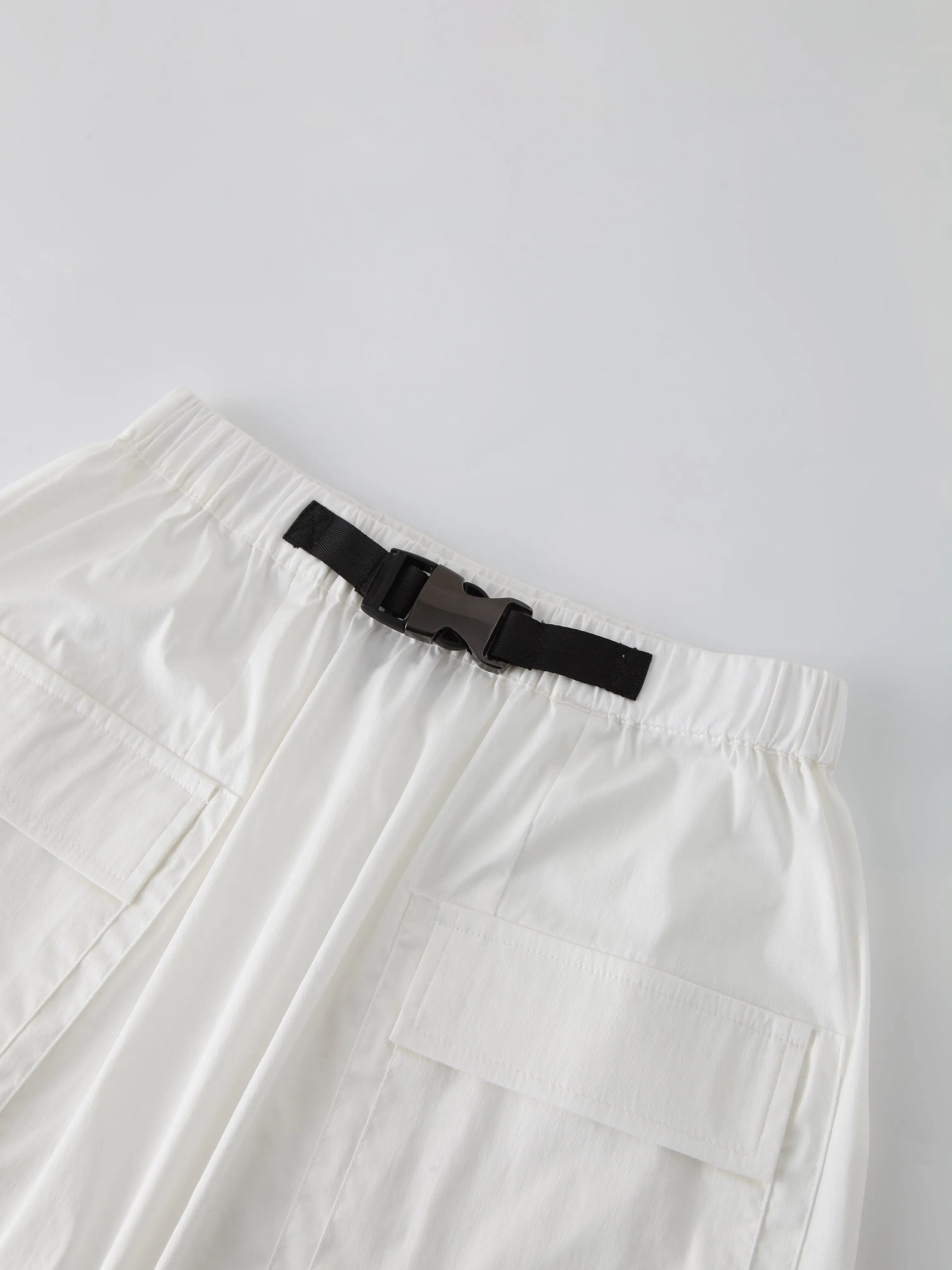 Buckle Cargo Skirt-Ivory