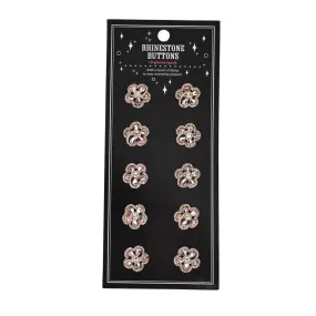 Cherry Blossom Rhinestone Buttons, 10-Count