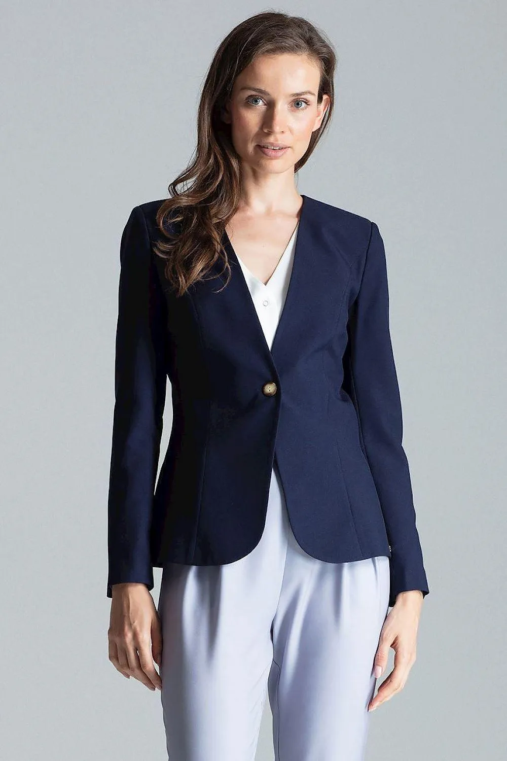 Chic Tailored Patterned Blazer with Waist Definition