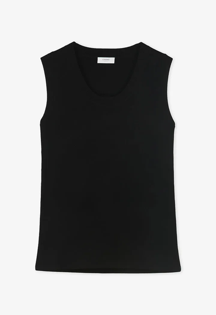 Choice Basic Round Neck Sleeveless Top Black