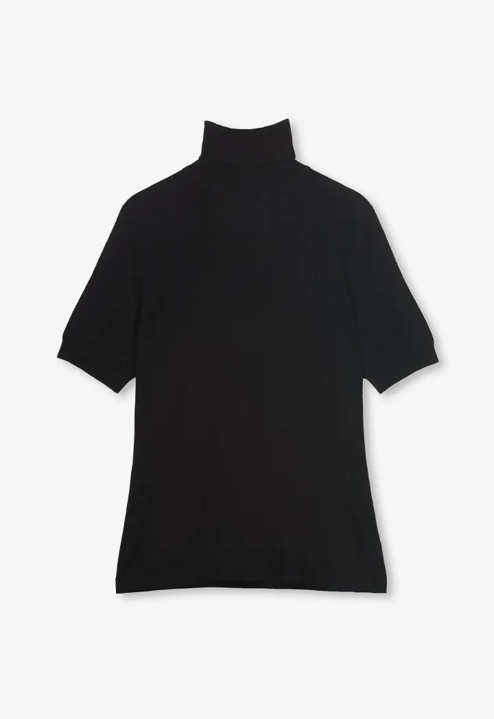 Choice Basic Short Sleeves Knitted T-Shirt Black