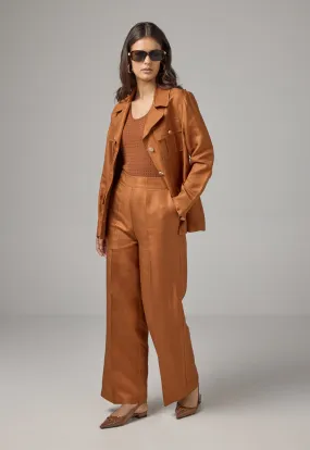 Choice Solid Wide Leg Trousers Caramel