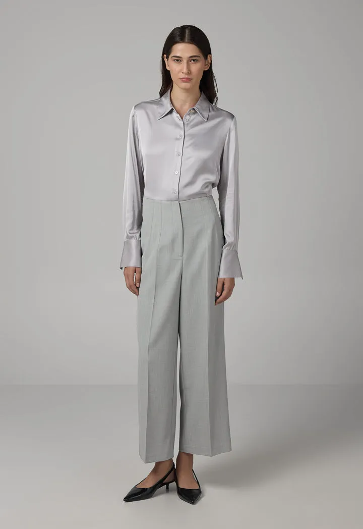 Choice Solid Wide Leg Trousers Grey