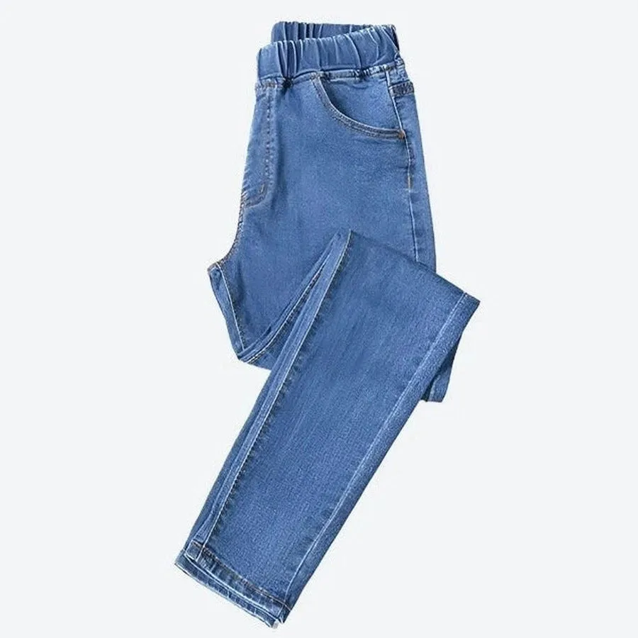 Comfortable Stretch High-Waisted Denim Trousers