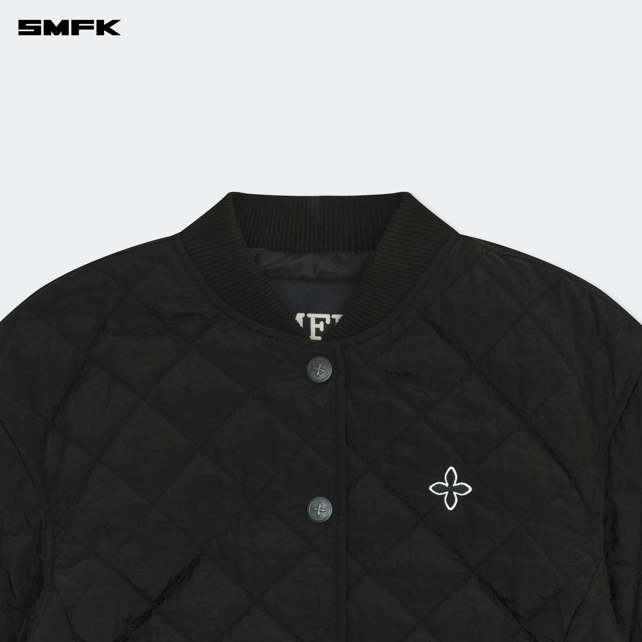 Compass Winter Badge Baseball Jacket In Black