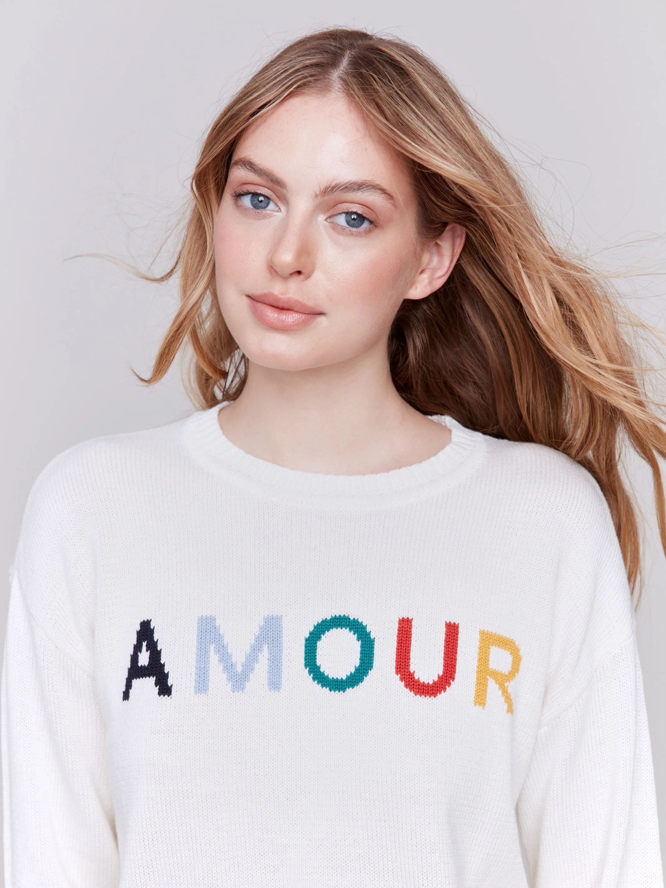 Cotton Blend Amour Sweater - Ecru