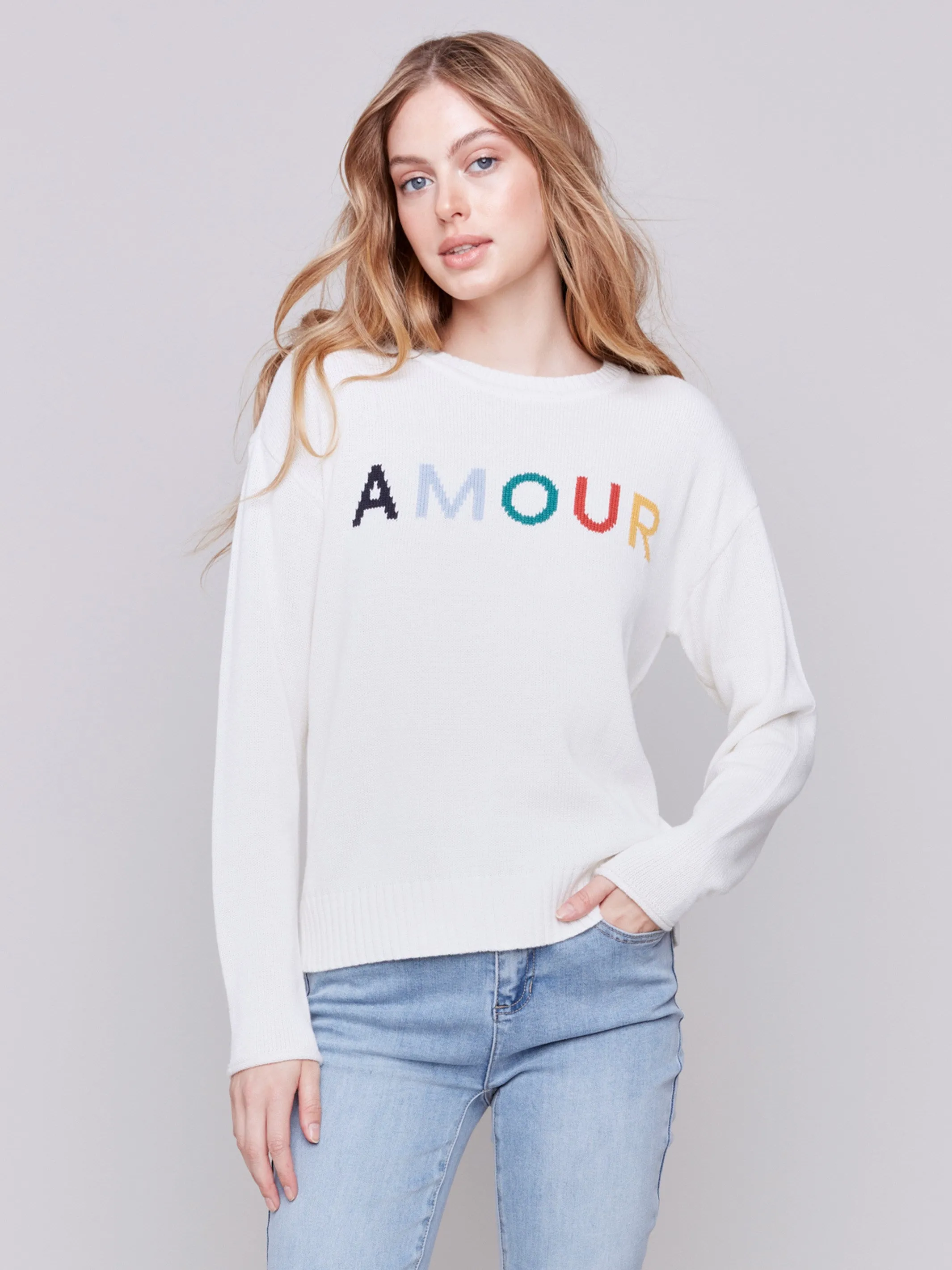 Cotton Blend Amour Sweater - Ecru