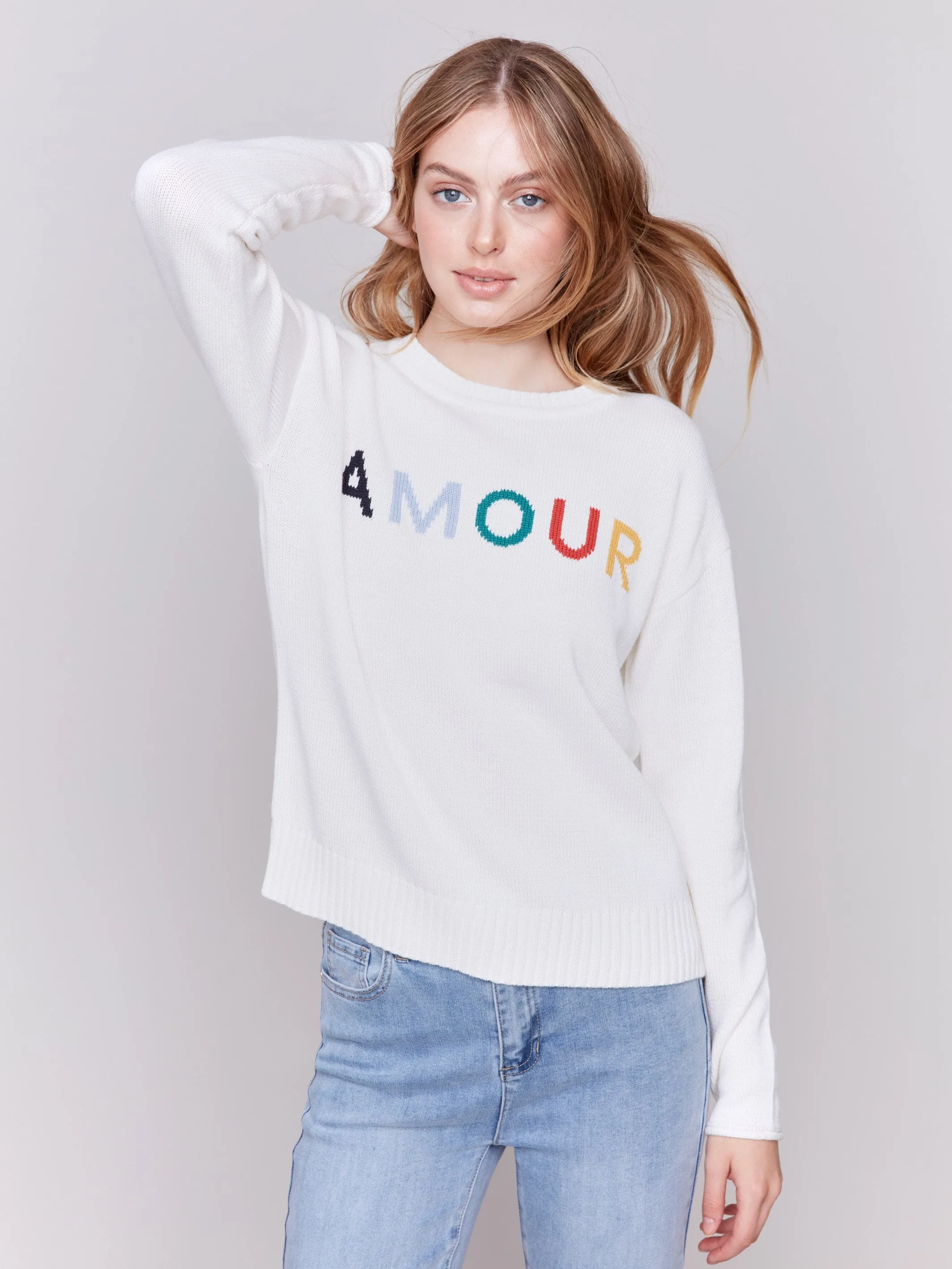 Cotton Blend Amour Sweater - Ecru