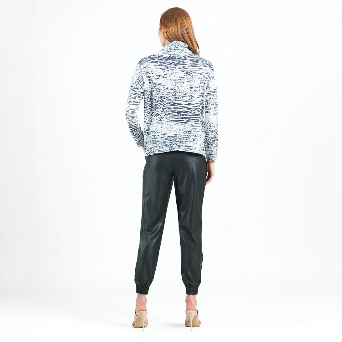 Cozy Shimmer Texture - Tipped Hem Sweater Top - Snow Leopard - Limited Sizes!