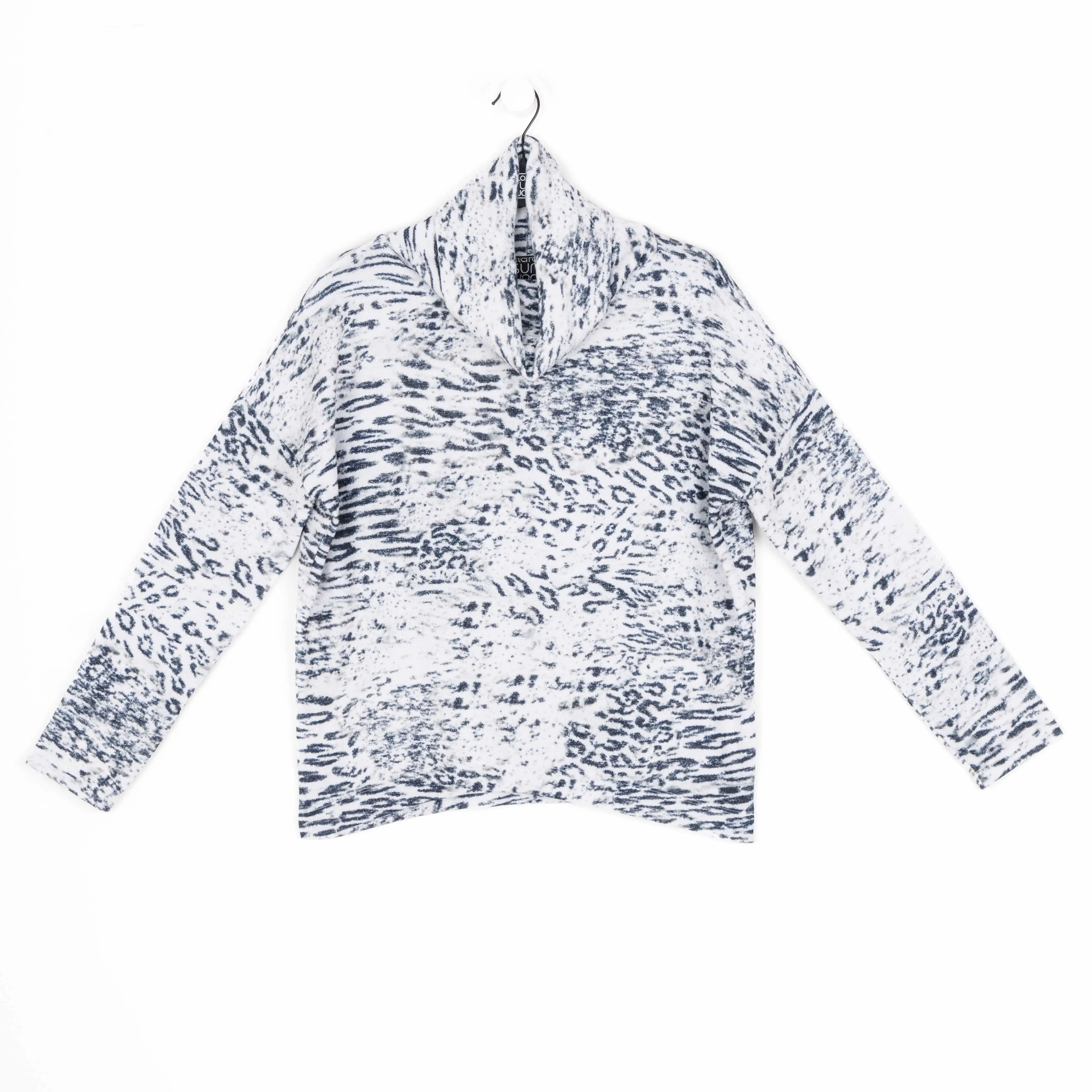 Cozy Shimmer Texture - Tipped Hem Sweater Top - Snow Leopard - Limited Sizes!