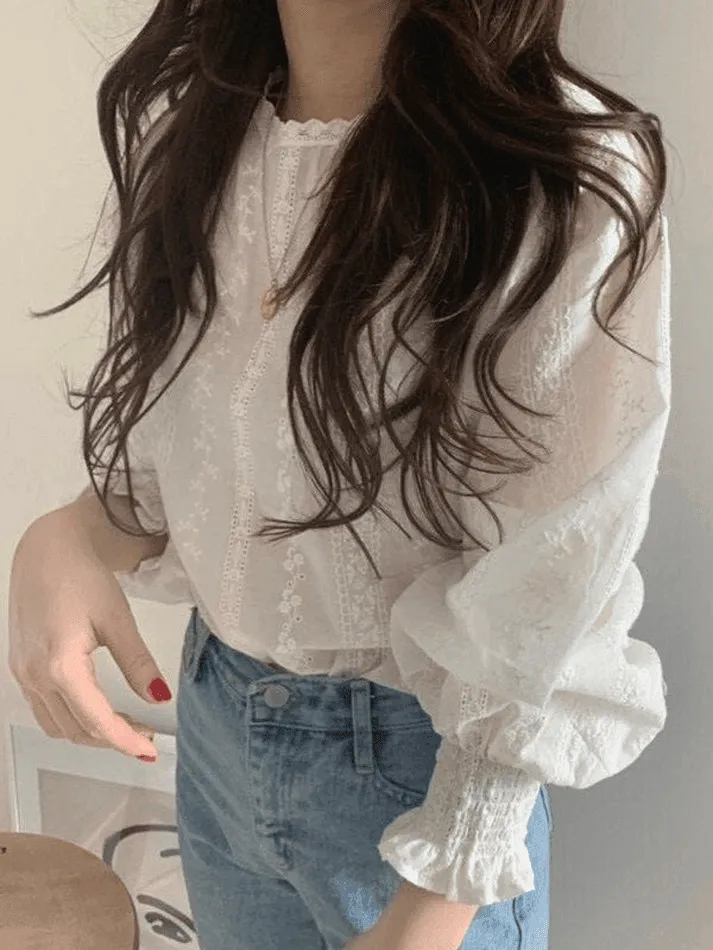 Crochet Lace Long Sleeve Blouse