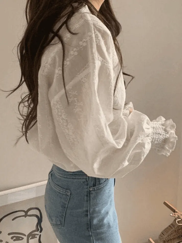 Crochet Lace Long Sleeve Blouse