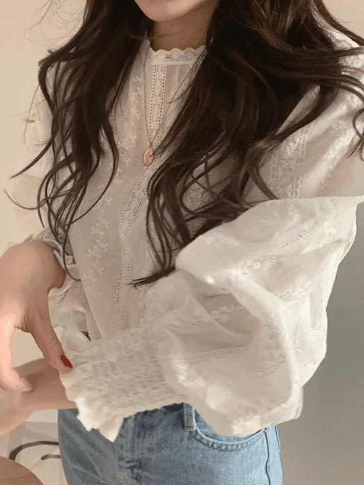 Crochet Lace Long Sleeve Blouse