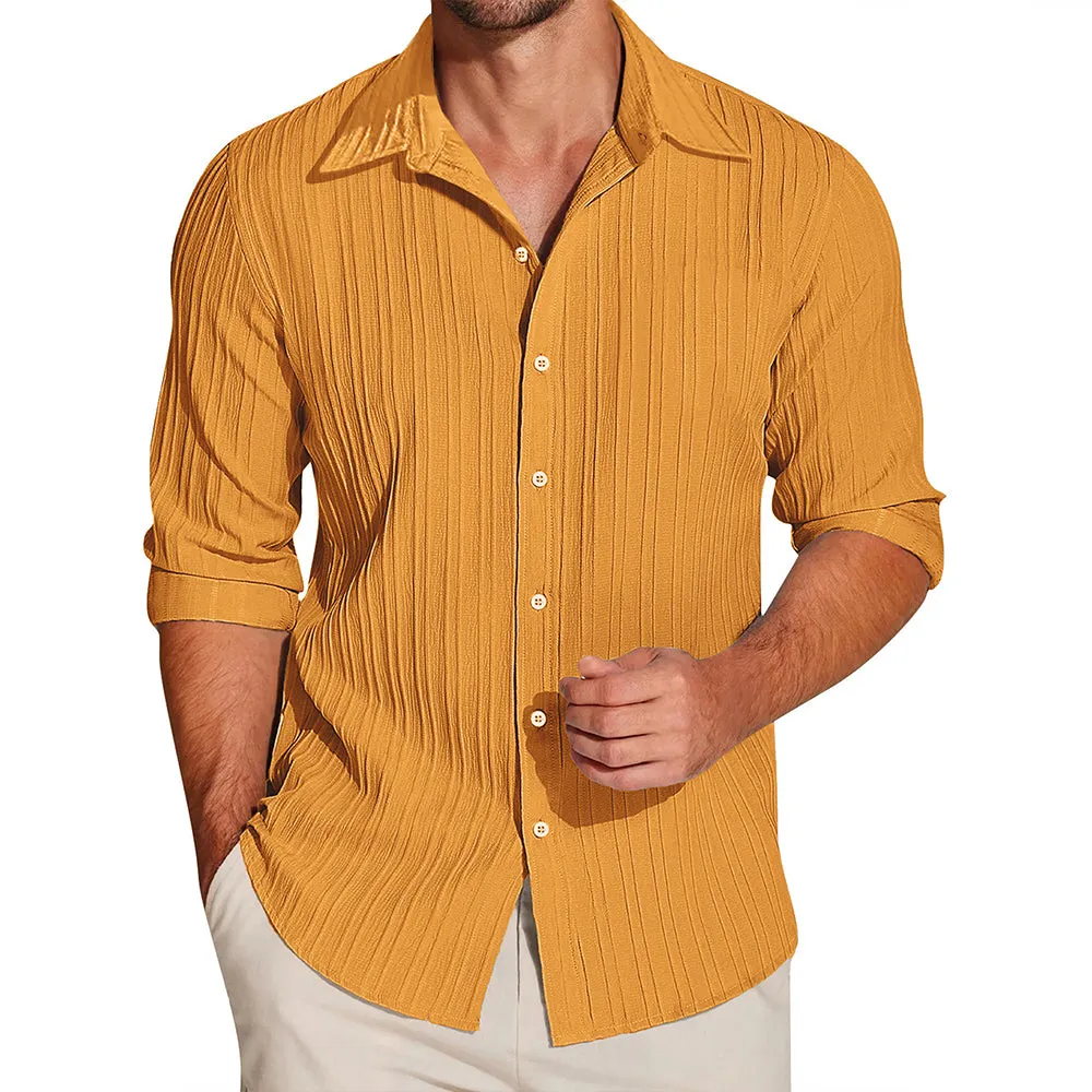 Crushed Self Stripe Yellow Shirt