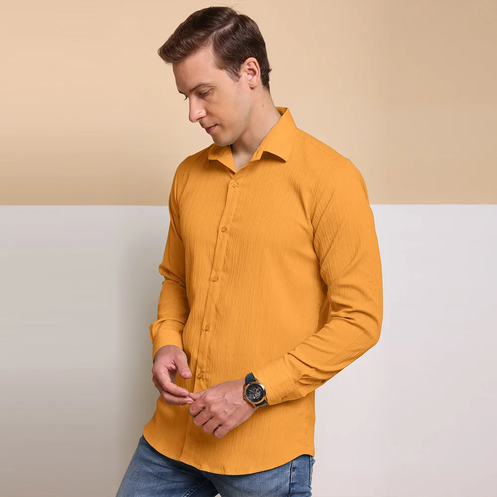 Crushed Self Stripe Yellow Shirt