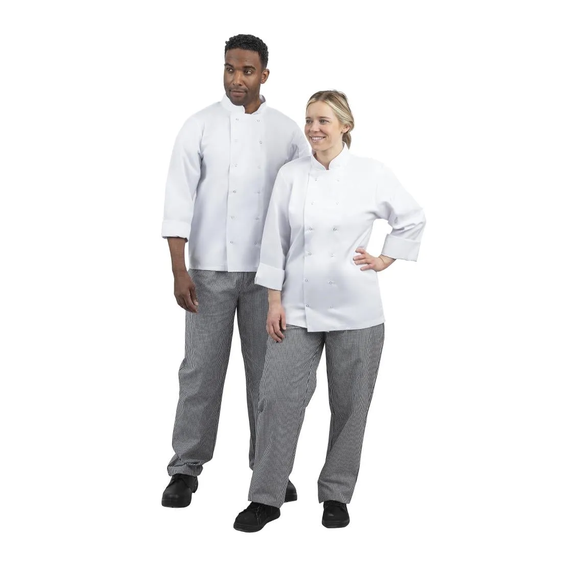 DL712-S Whites Unisex Vegas Chefs Trousers Black and White Check S