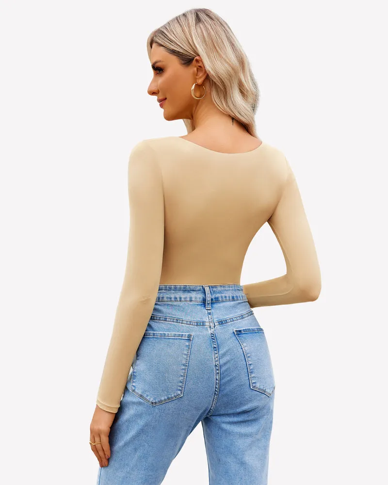 Double Lined Square Neck BodySuit Tops