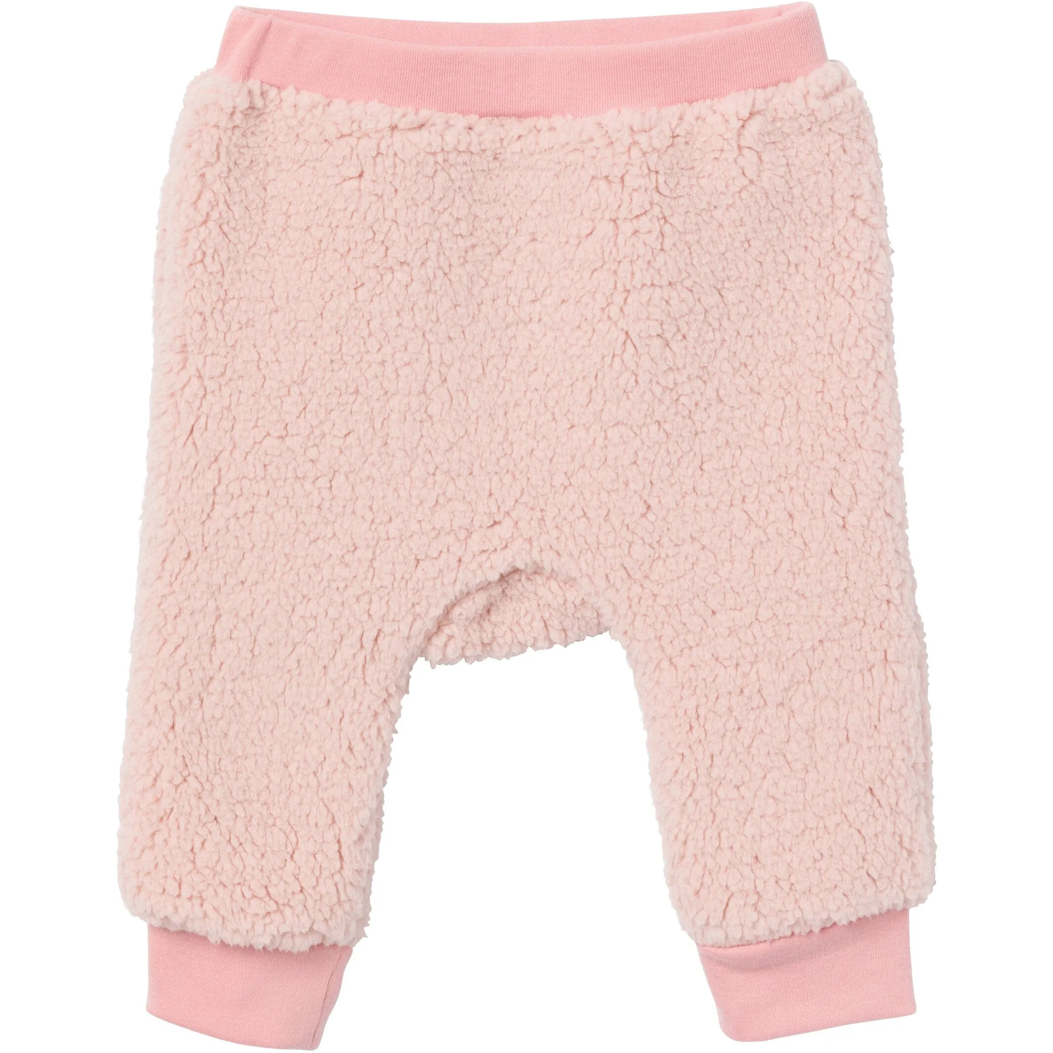 Embroidered 2-Piece Baby Girls Light Pink Sherpa Drop Shoulder Top & Pants