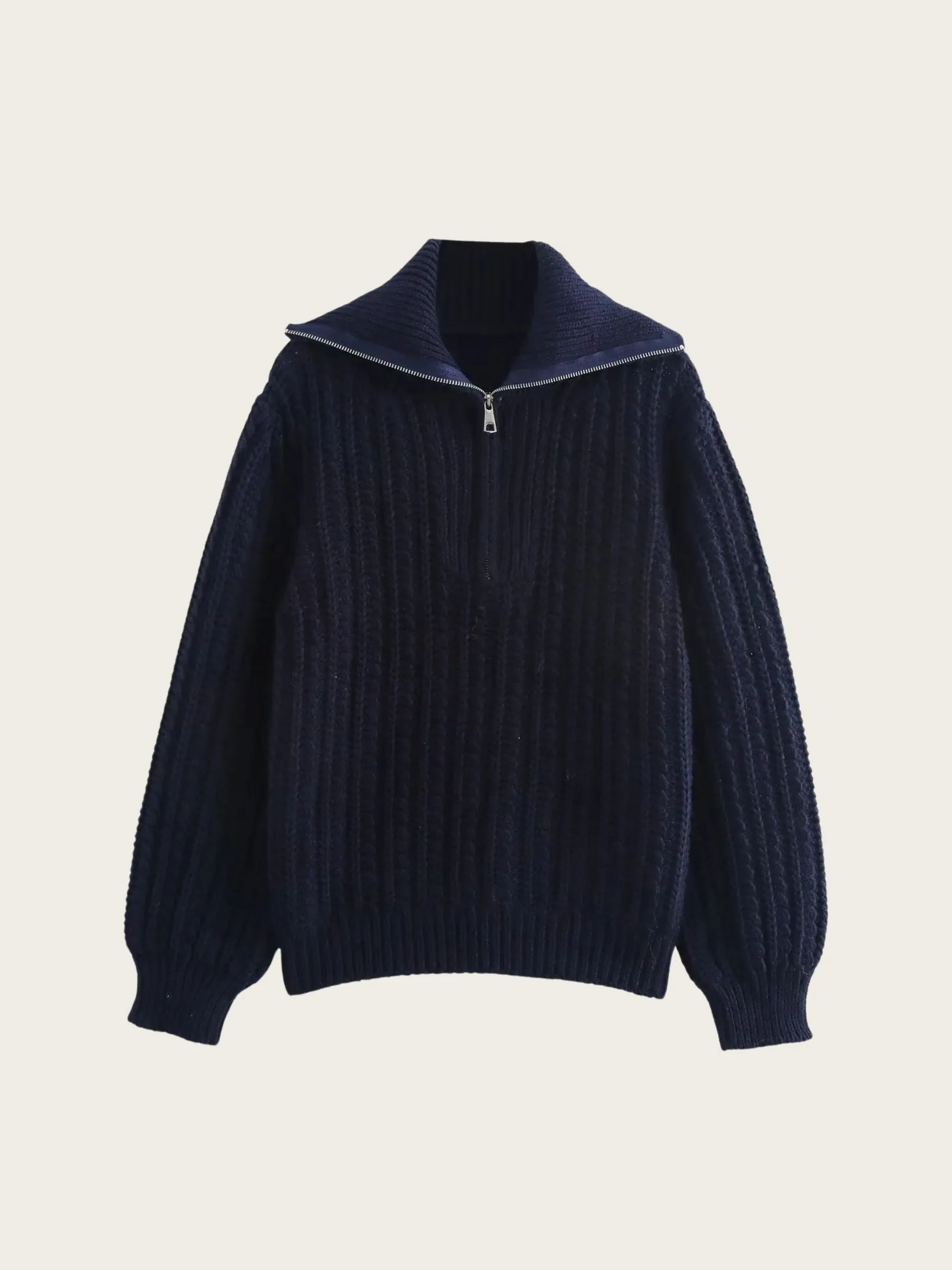 Eva Cable Knit Zip Sweater