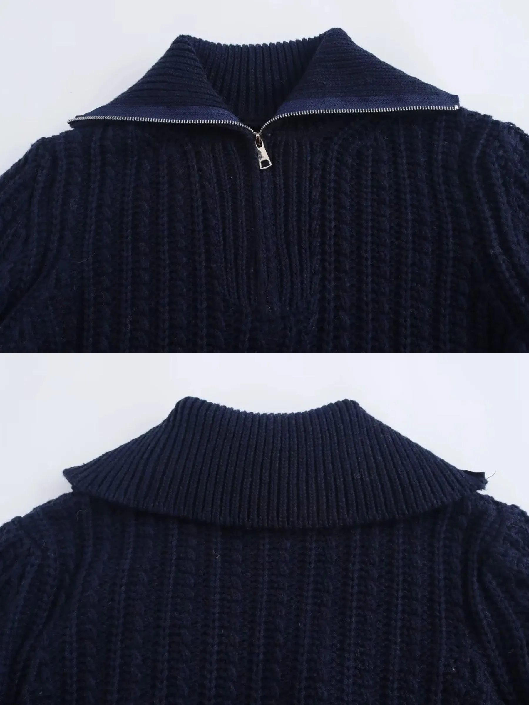 Eva Cable Knit Zip Sweater