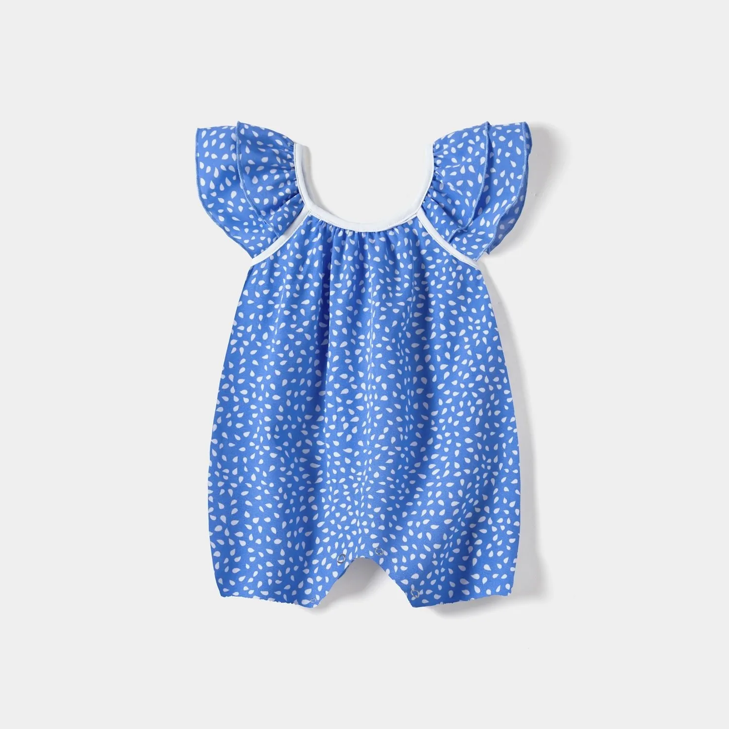 Family Matching Dots Pattern Belted Ruffle-sleeve Dresses and Colorblock T-shirts Sets