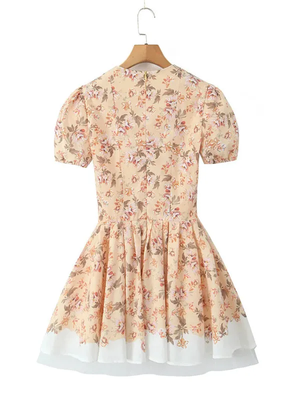 Floral Fit-and-Flare Mini Dress for Garden Parties & Weddings