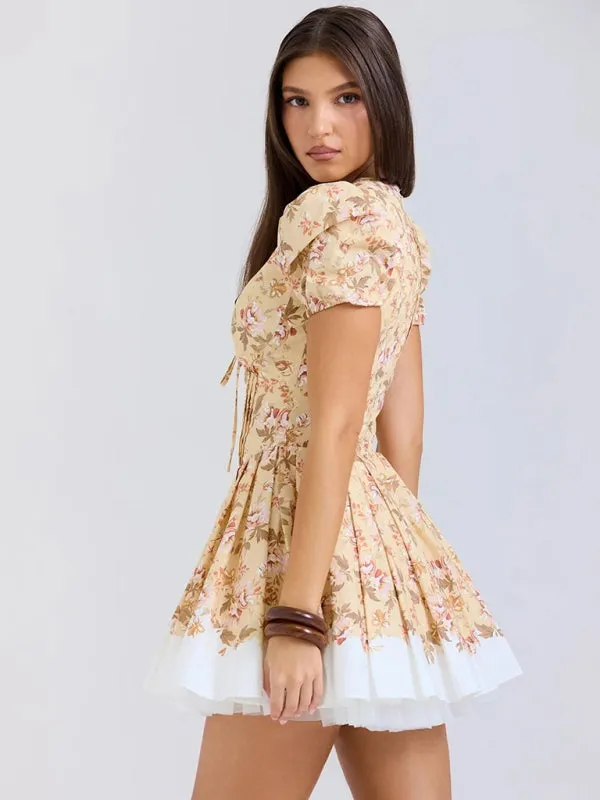 Floral Fit-and-Flare Mini Dress for Garden Parties & Weddings