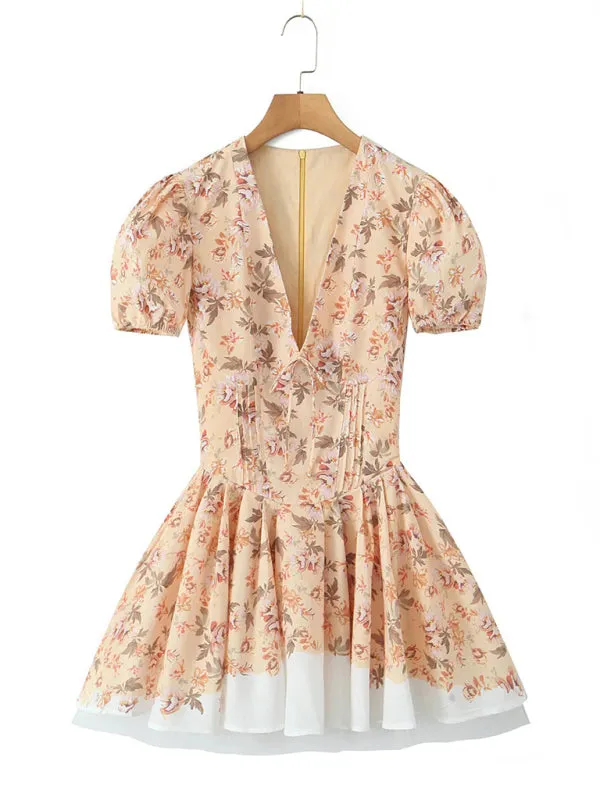 Floral Fit-and-Flare Mini Dress for Garden Parties & Weddings