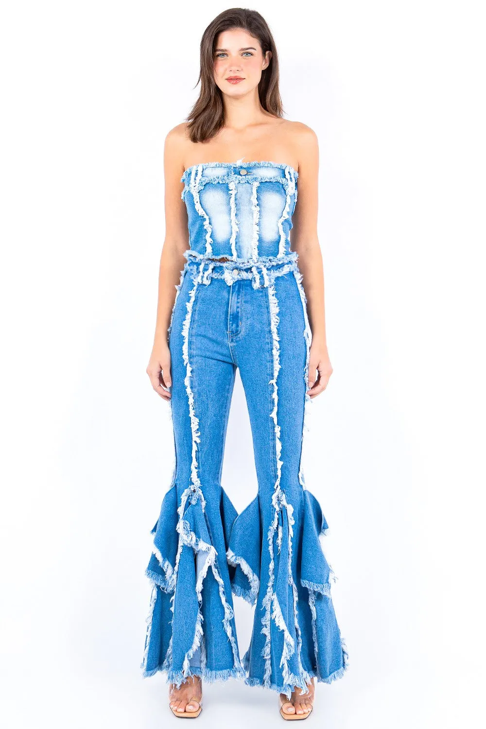 Frayed Edge Denim Corset Top