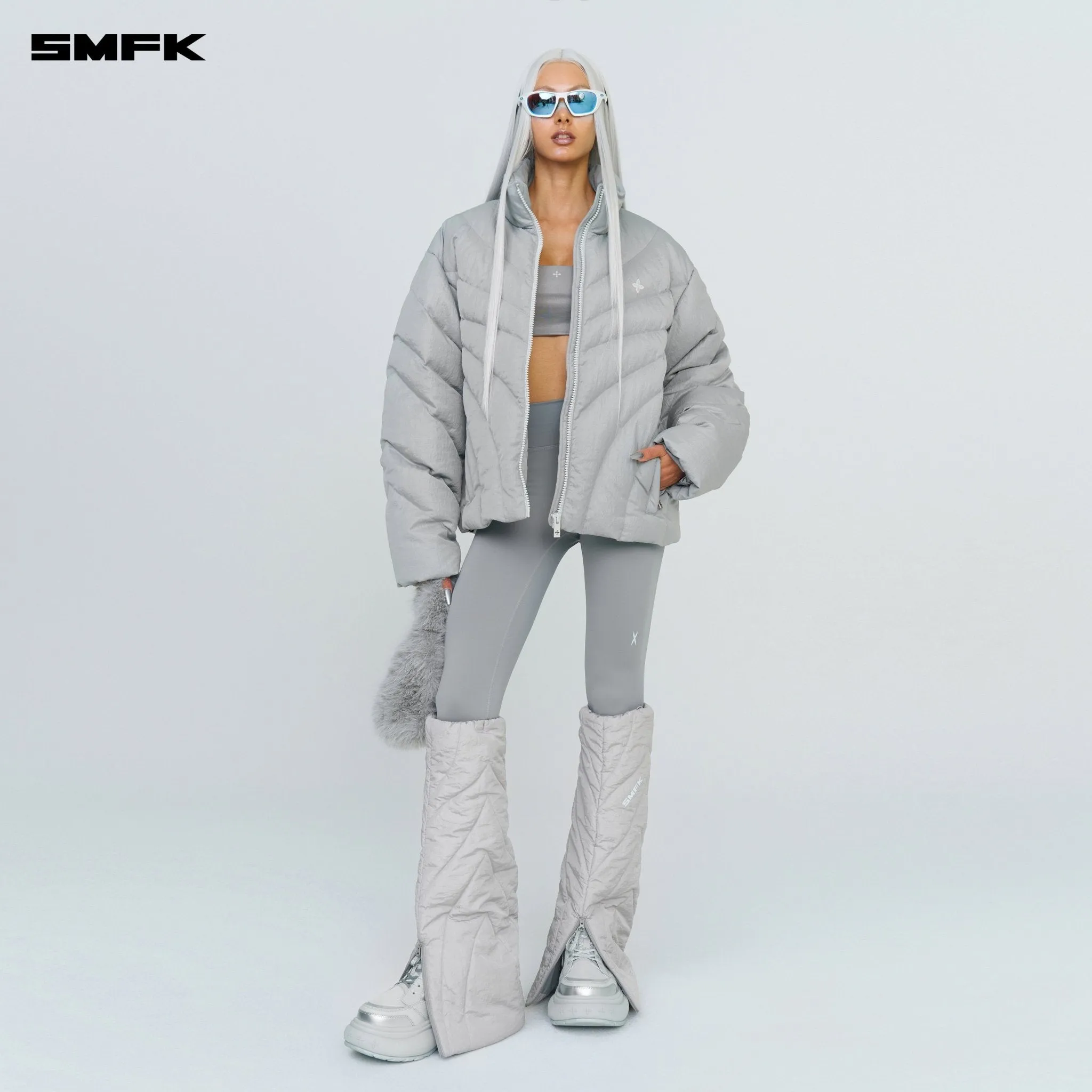 FUTURE Storm Wide Down Puff Jacket In Silver