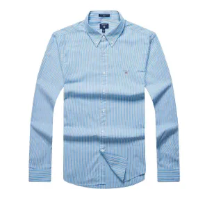 Gant Oxford Gingham Regular Classic Green and Blue Stripe Longsleeve Shirt