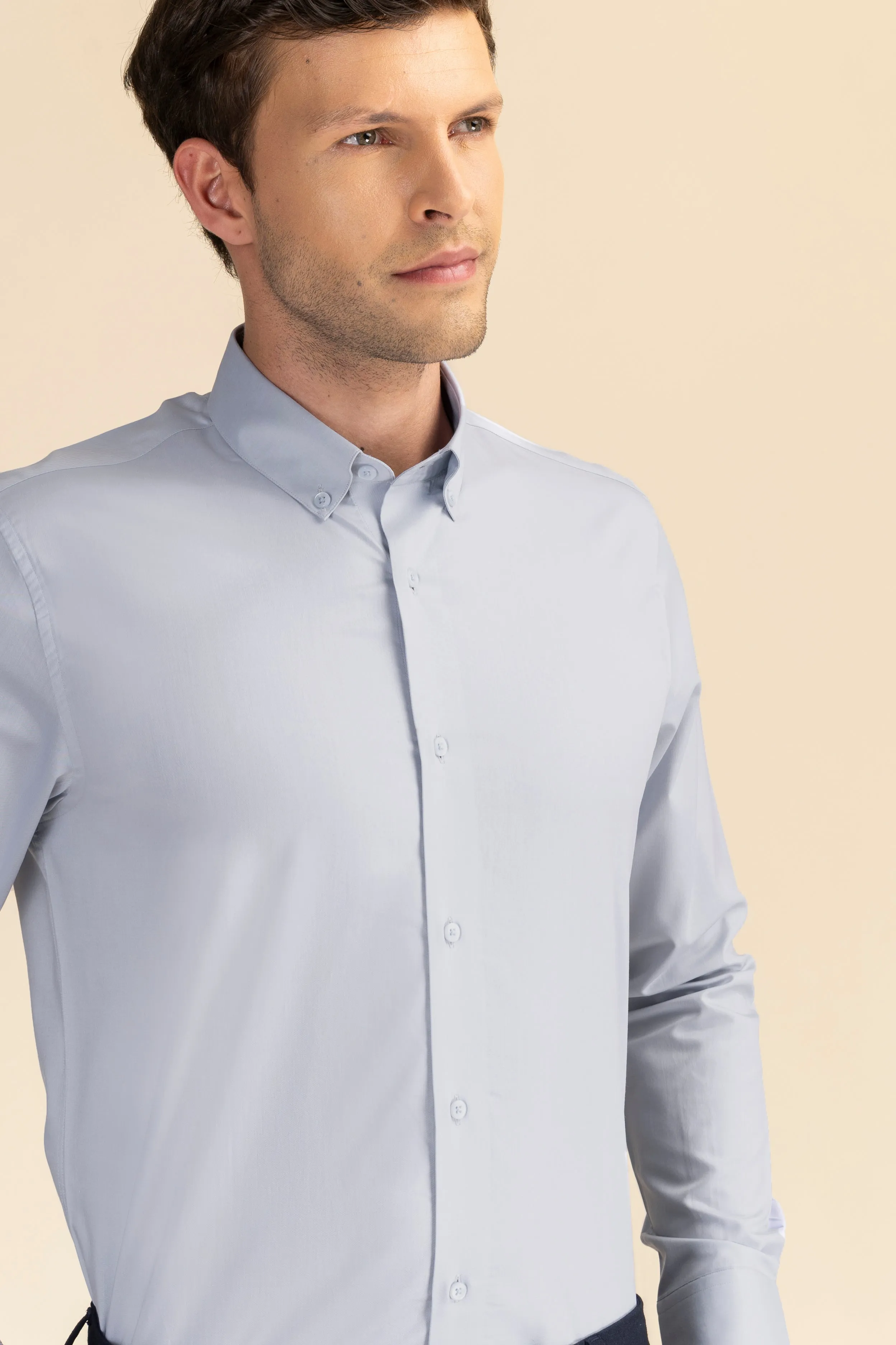 Grey Poplin Solid Shirt