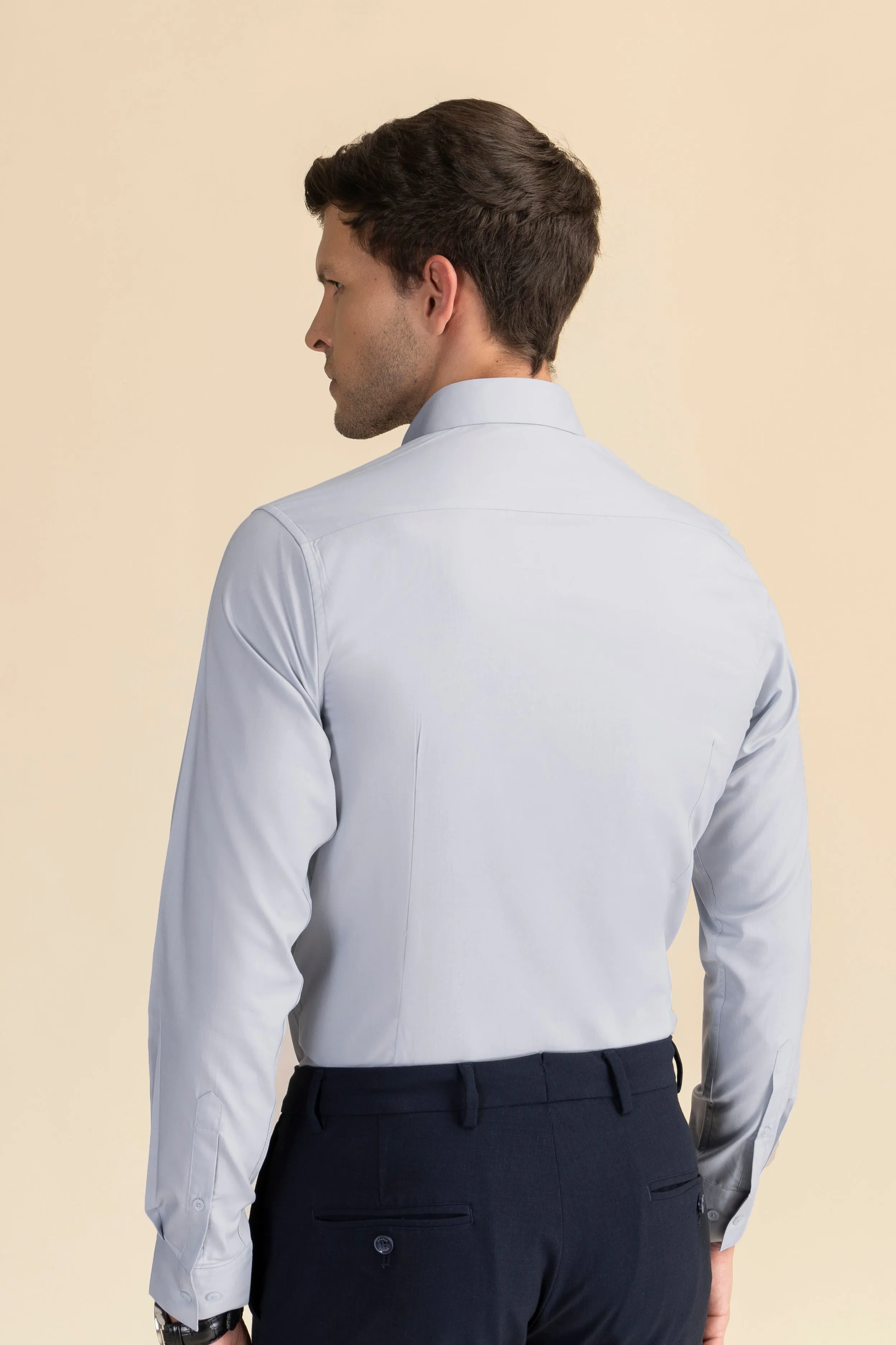 Grey Poplin Solid Shirt