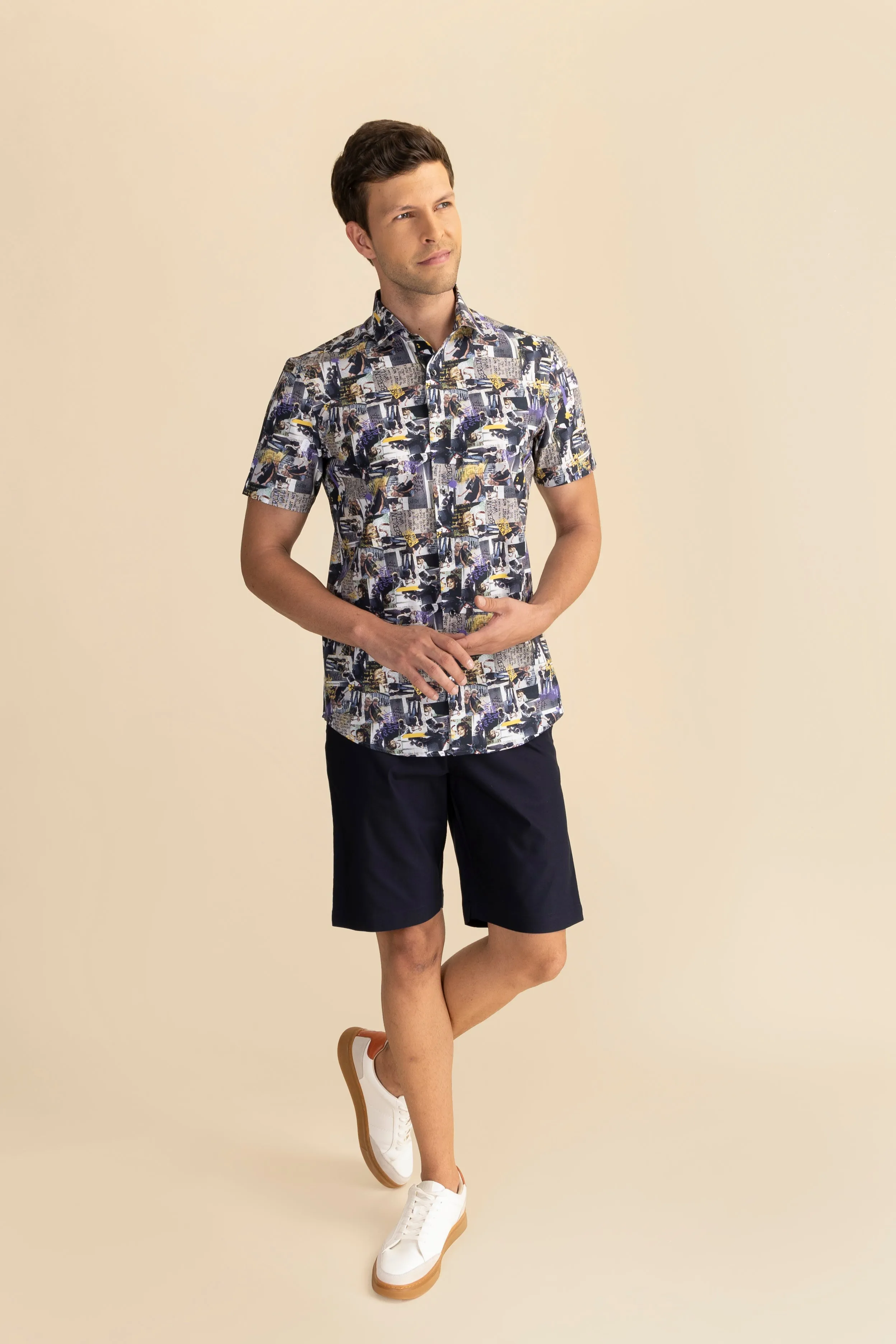 Half Sleeves Navy Print Shirt EOSS