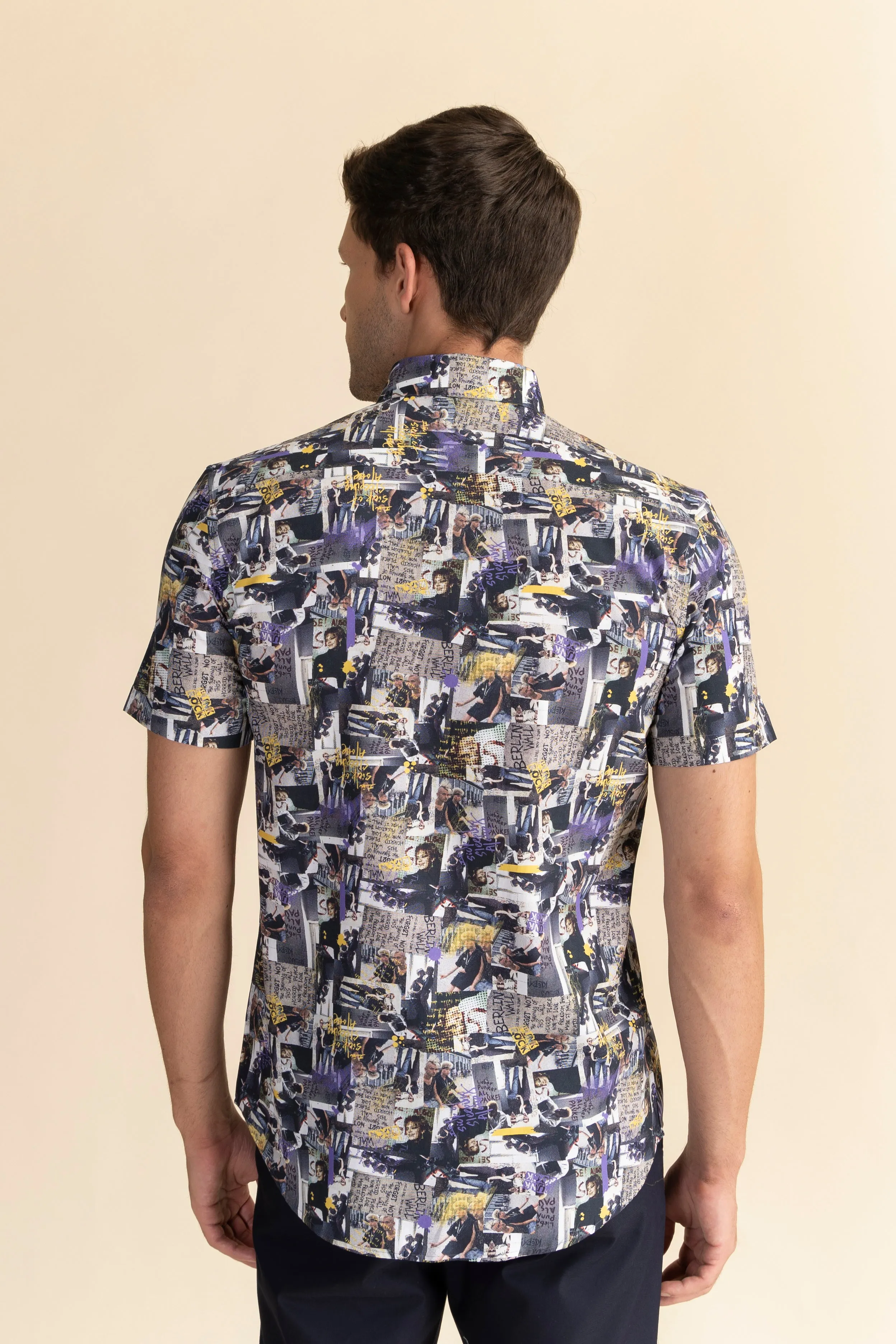 Half Sleeves Navy Print Shirt EOSS