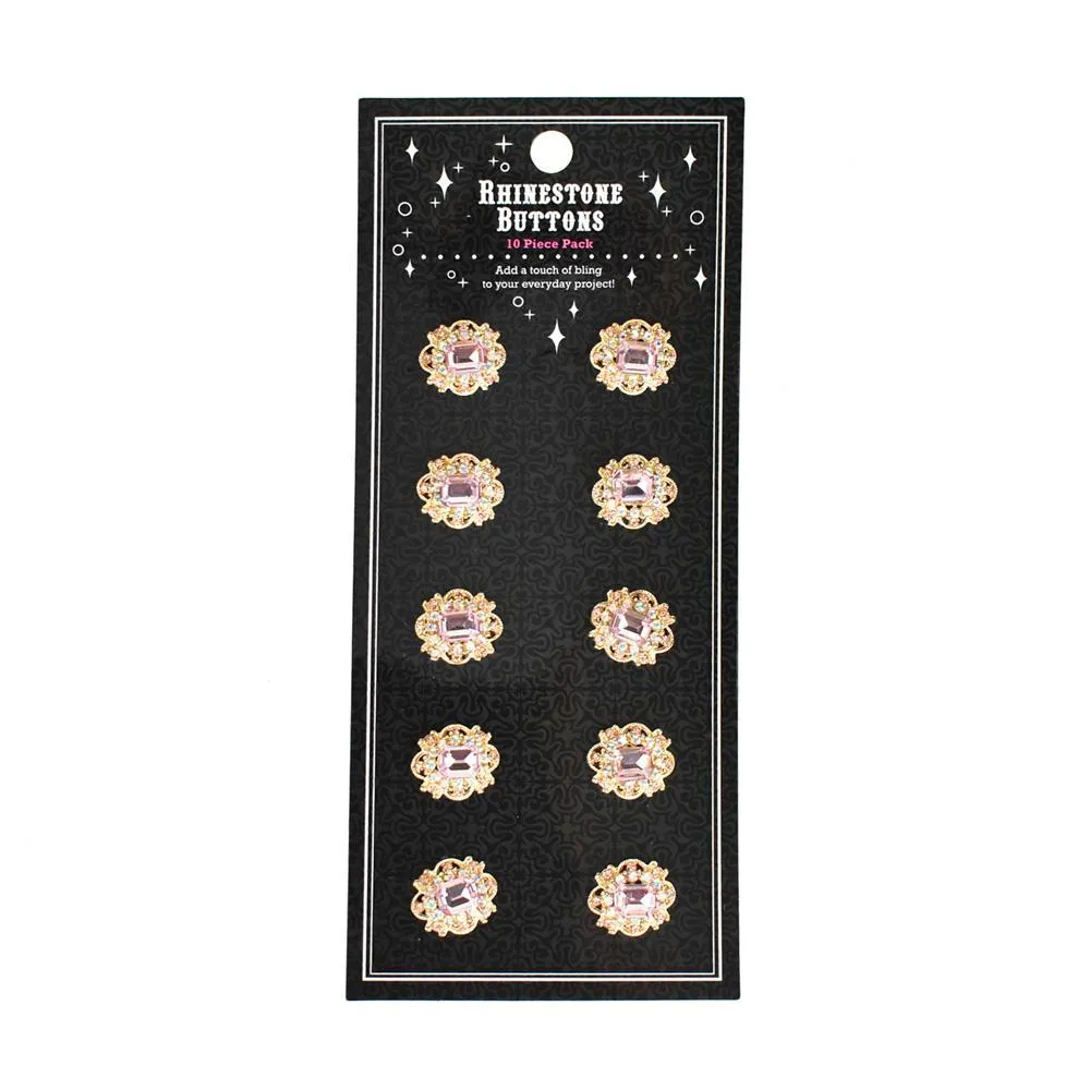 Iridescent Rectangular Rhinestone Buttons, 10-Count