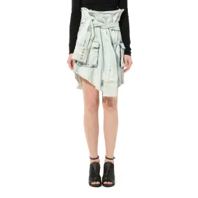 Knotted Denim Skirt in White