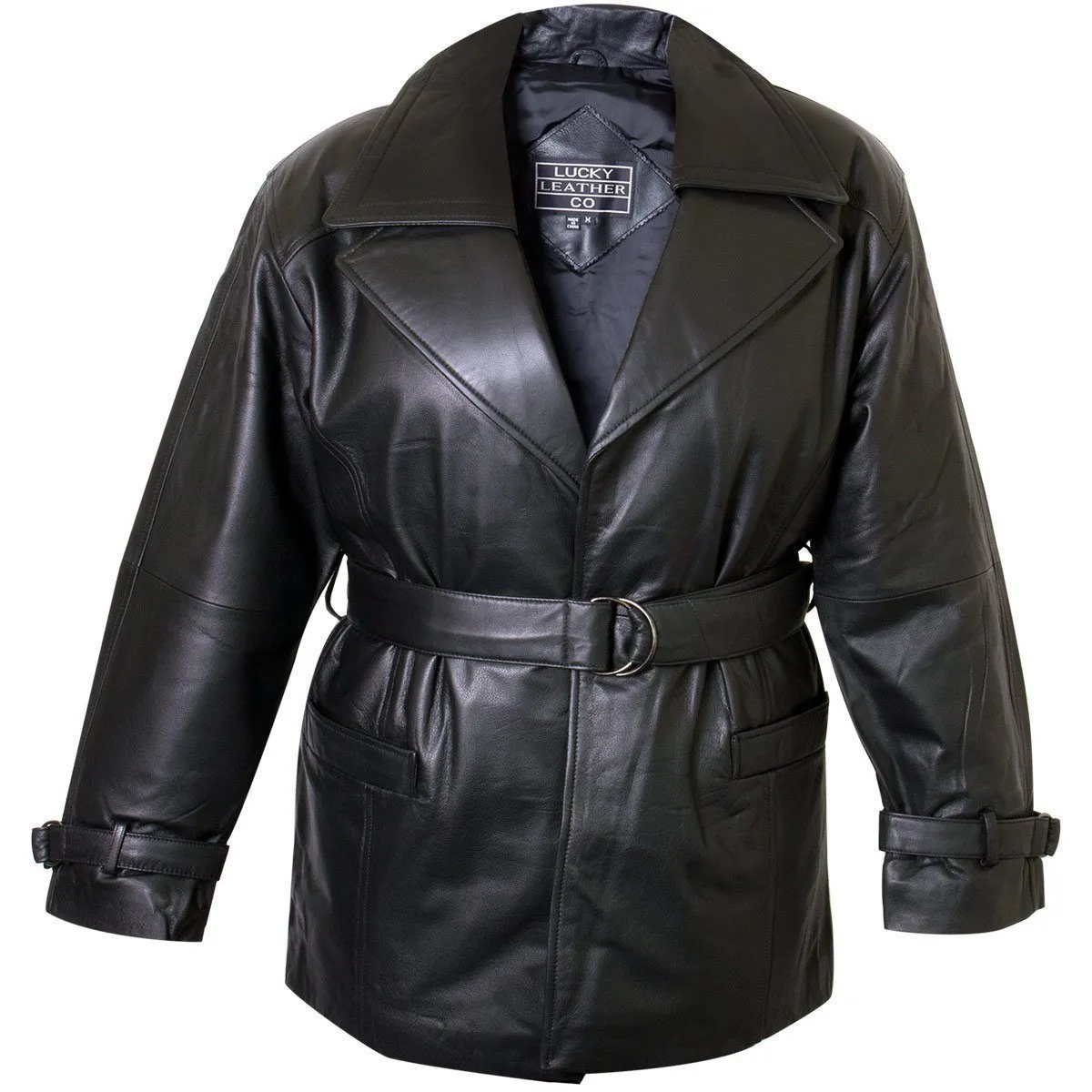 Ladies Lucky Leather 116 Cowhide Leather Coat with Double Lapel Collar