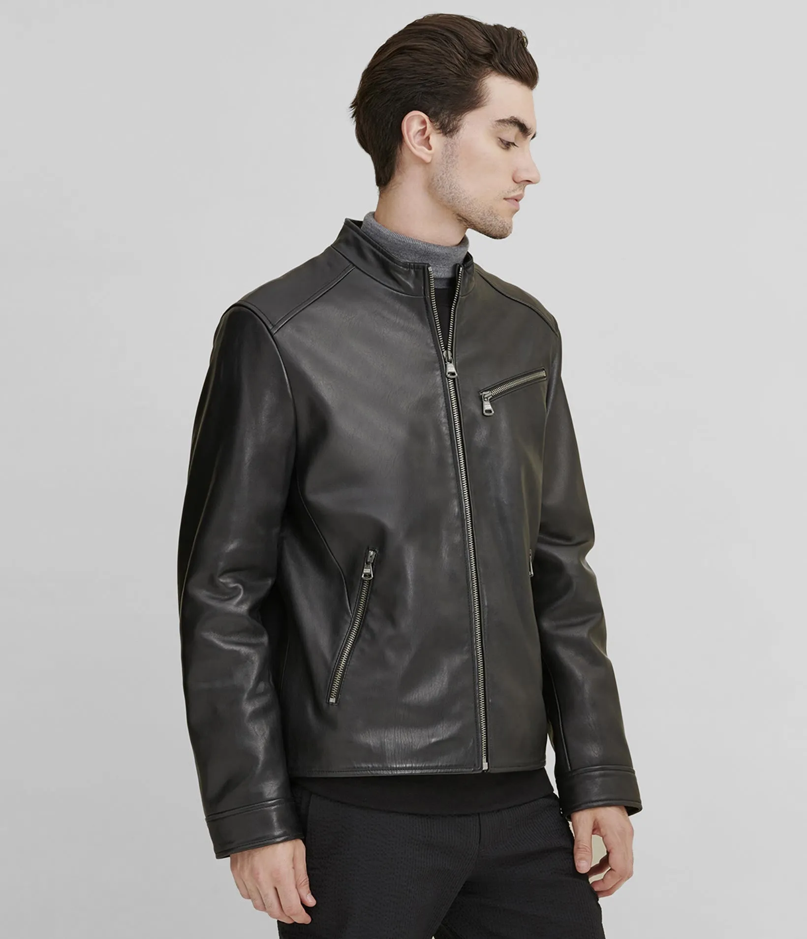 Leather Jacket With Zipper Pockets