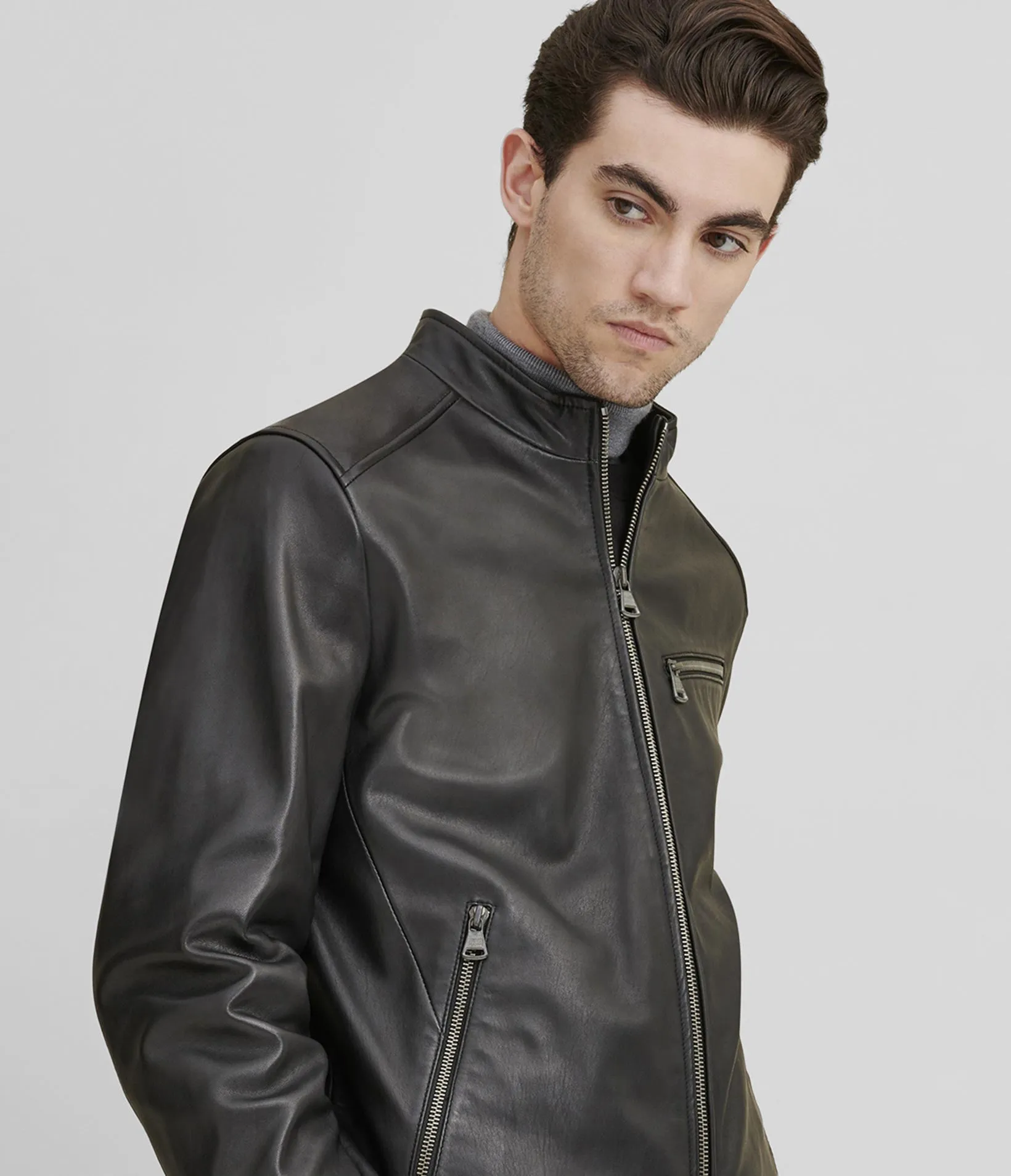 Leather Jacket With Zipper Pockets