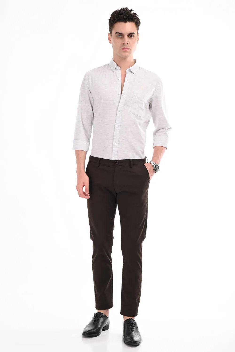 Light Gray Lenin Semi Formal Shirt