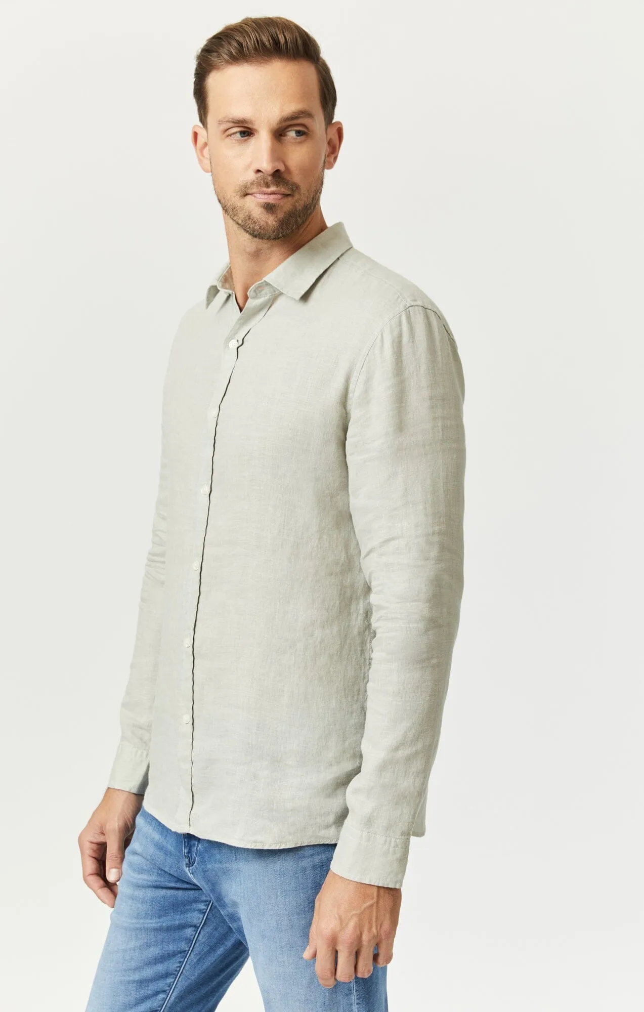 LINEN BUTTON-UP SHIRT IN MOONSTRUCK